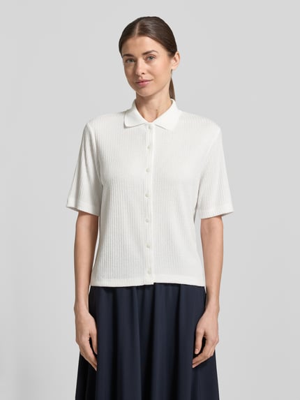 OPUS Regular Fit Poloshirt mit durchgehender Knopfleiste Offwhite 4