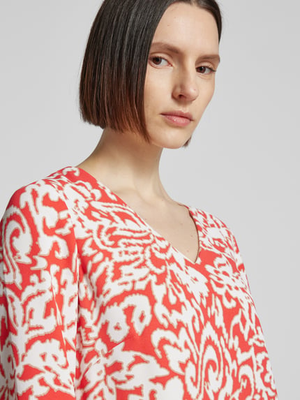 COMMA Knielange jurk met all-over print Rood - 3