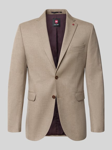 Produktfoto, Slim Fit Sakko mit Viskose-Anteil Modell 'Colvin' von CG – CLUB of GENTS in Beige, Reverskragen, 2-Knopfleiste, glatte Textur.