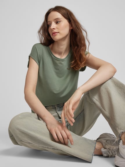 VERO MODA T-Shirt mit Kappärmeln Modell 'AVA' Schilf 3