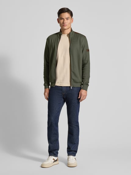 bugatti Sweatjacke mit Stehkragen Modell 'Selanik' Khaki 1