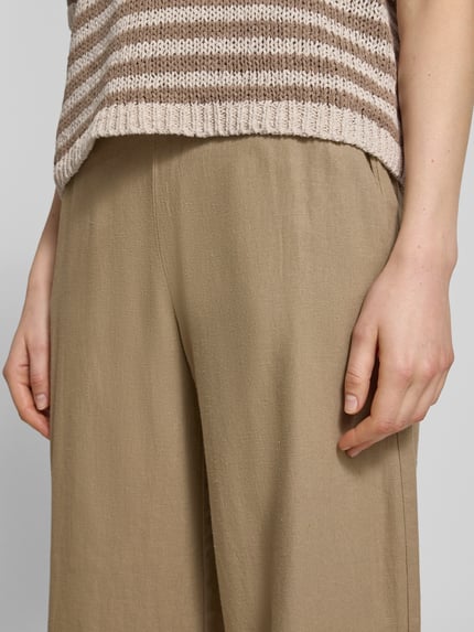 ICHI Wide leg broek met steekzakken model 'LINNO' Taupe - 3
