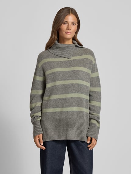 Christian Berg Woman Regular Fit Strickpullover aus reiner Wolle Mittelgrau Melange 4