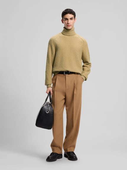 HUGO Rollkragenpullover mit Bouclé-Struktur Beige 1