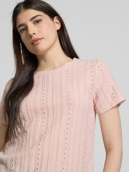 Jake*s Collection T-shirt met broderie anglaise Rosé - 3