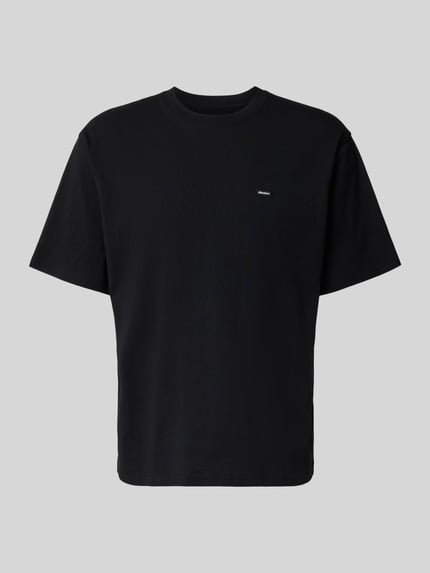 Produktfoto, T-Shirt mit Label-Detail und Rundhalsausschnitt von Dickies, czarna bawełna, krój relaxed fit, długość tyłu w rozmiarze M: 70 cm