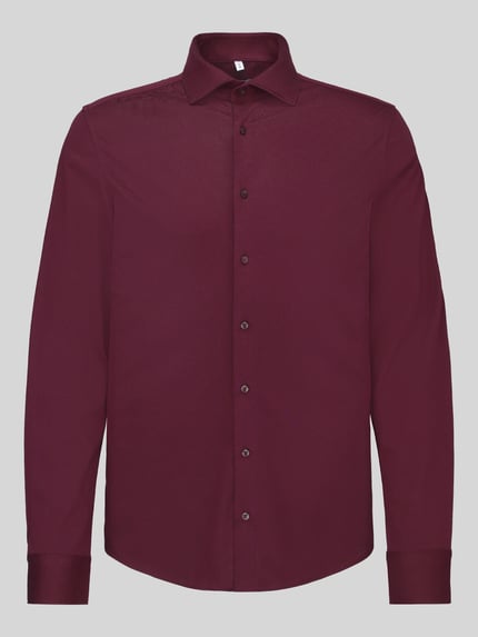 Seidensticker Slim Fit Businesshemd aus Baumwoll-Modal-Mix Modell 'Light Spread Kent' Bordeaux 2