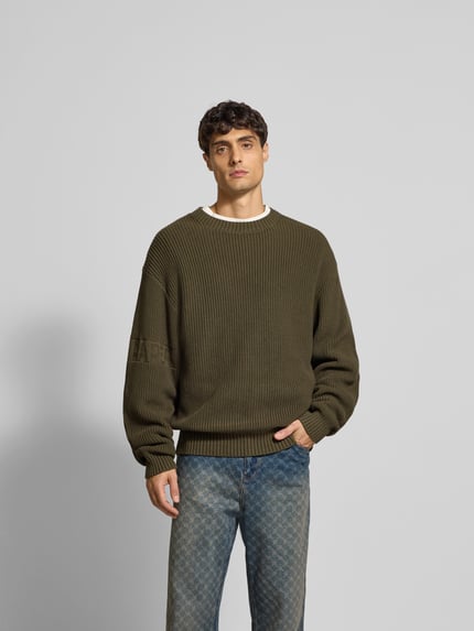 DAILY PAPER Pullover mit gerippten Abschlüssen Dunkelgruen 4