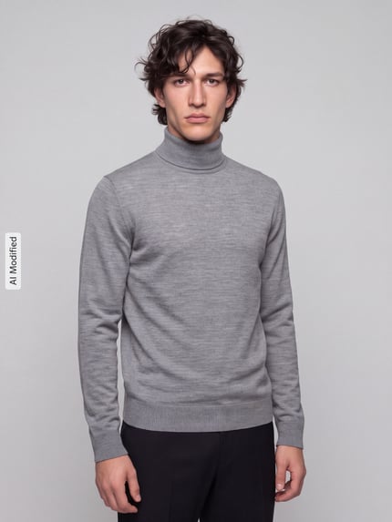 Jake*s Studio Men Regular Fit Rollkragenpullover aus reiner Wolle Hellgrau Melange 4