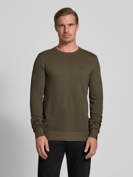 PME Legend Strickpullover mit Logo-Stitching Modell 'Ricecorn' Oliv 4