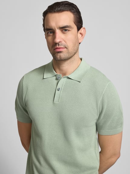 Christian Berg Men Slim fit poloshirt met structuurpatroon Olijfgroen - 3