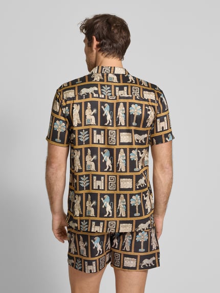 BOARDIES Regular fit vrijetijdsoverhemd met borstzak, model 'Mesopotamia' Zwart - 5