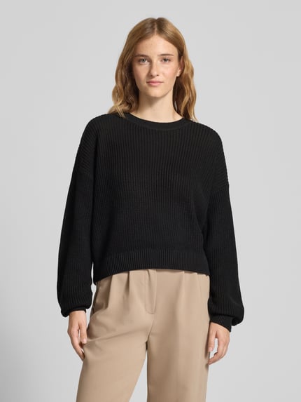 NOISY MAY® Sweter z dzianiny z okrągłym dekoltem model ‘MAYSA’ Czarny 4
