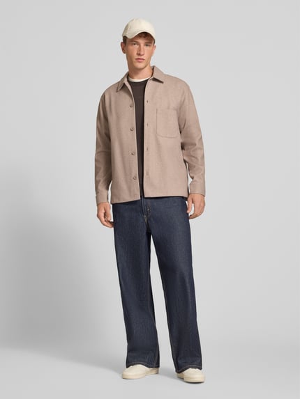 JACK & JONES koszula o kroju regular fit w koszulowym stylu z kołnierzykiem typu kent model 'REGENT' Beżowy 1