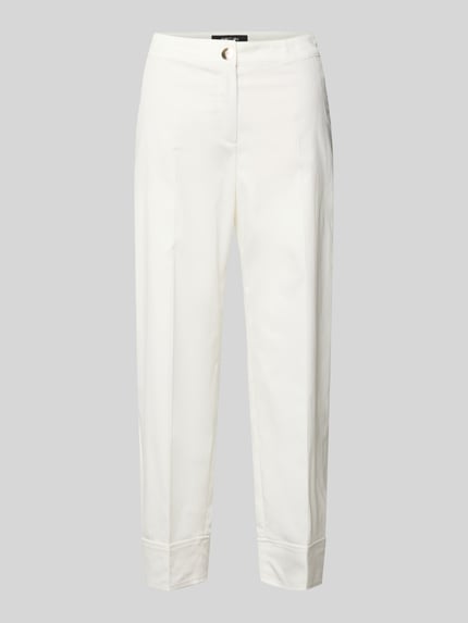 Produktfoto, Relaxed Fit Hose mit Eingrifftaschen von Marc Cain, Damen Hose aus Baumwoll-Mix mit Stretch-Anteil, Regular Waist, Weiß.