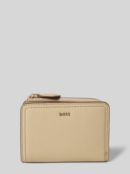 BOSS Portemonnee van echt rundleer model 'LANAH SMALL WALLET' Beige - 1