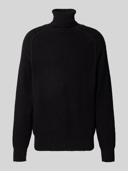 HUGO Regular Fit Rollkragenpullover mit Bouclé-Struktur Black 1
