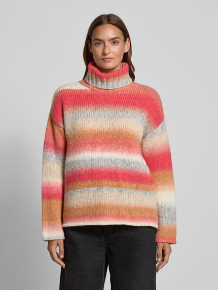 Milano Italy Rollkragenpullover aus Woll-Mix mit Alpaka-Anteil Pink 4