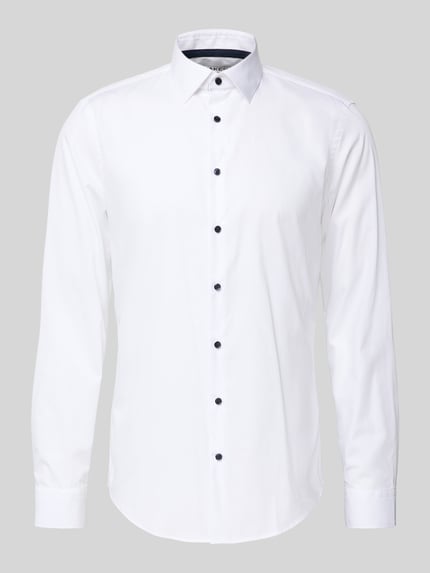 Jake*s Slim Fit Businesshemd aus Baumwolle mit Kentkragen Weiss 2