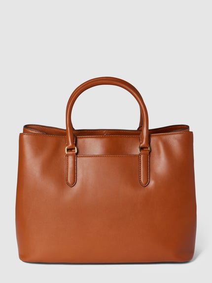 Lauren Ralph Lauren Satchel bag van leer met labelapplicatie, model 'MARCY' Cognac - 4