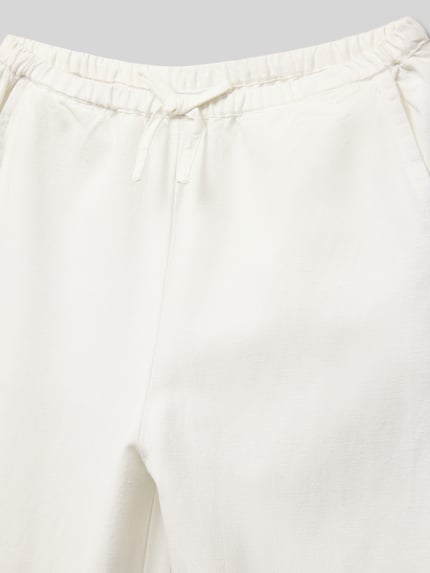 MANGO Wide Leg Stoffhose mit Leinen-Anteil Ecru 2