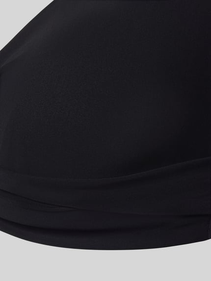 Produktfoto, Bikini-Oberteil mit Knotendetail Modell 'SOLID' von Barts, czarny kolor, mieszanka materiałów z dodatkiem streczu, dopasowany krój, dekolt w serek, wiązany detal