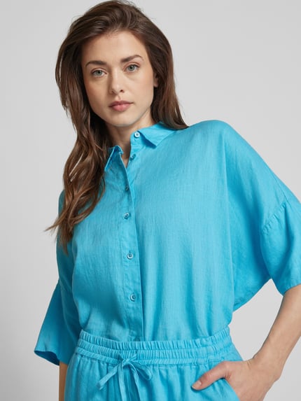 Emily Van den Bergh Leinenbluse mit durchgehender Knopfleiste Ocean 3