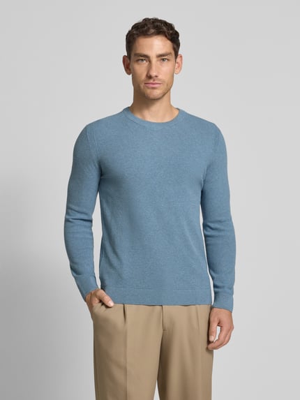 Tom Tailor Regular Fit Strickpullover aus reiner Baumwolle Hellblau 4