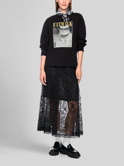 Marc Cain Sweatshirt mit Motiv-Print aus Baumwoll-Mix Black 1