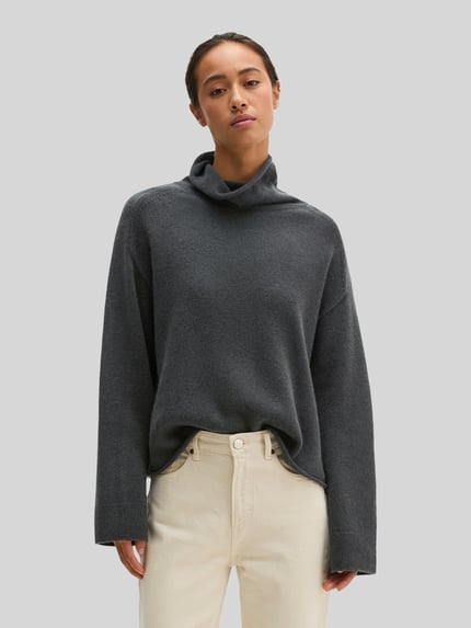 Marc O'Polo Rollkragenpullover mit Label-Detail Anthrazit 4