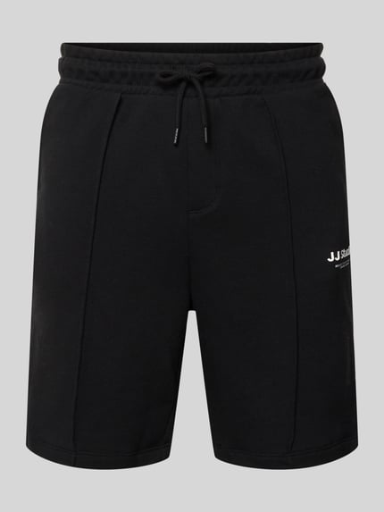 Produktfoto, Sweatshorts mit Logo Model 'KANE' von Jack & Jones aus schwarzem Baumwoll-Mix, Relaxed-Fit, elastischer Bund, Logo-Print