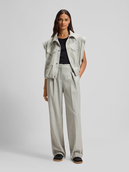 BOSS Orange Wijde broek van flanel met wol, model 'TAFLONG' Lichtgrijs gemêleerd - 1