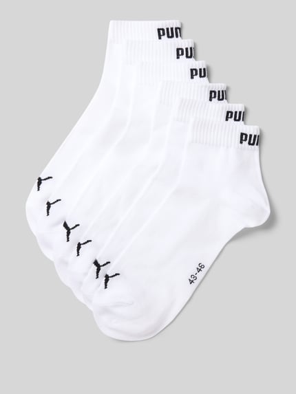Produktfoto, Socken aus Baumwoll-Mix im 6er-Pack von PUMA in Weiß mit schwarzem Logo, glatte Textur, Herren Socken von PUMA