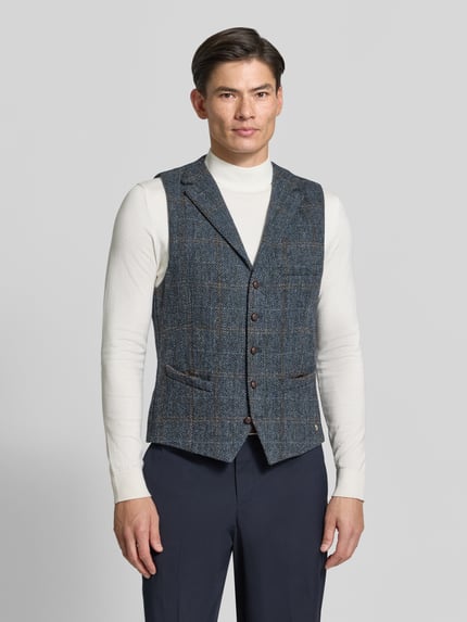 Carl Gross Weste aus Schurwolle mit Brustleistentasche Modell 'Warner' Blau 4