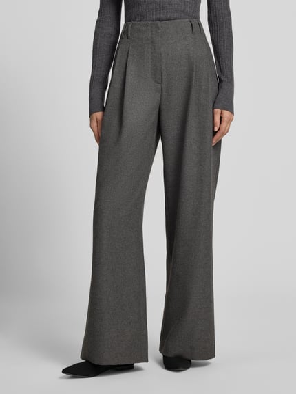 Jake*s Collection Regular Fit Bundfaltenhose mit Bügelfalten Dunkelgrau Melange 4