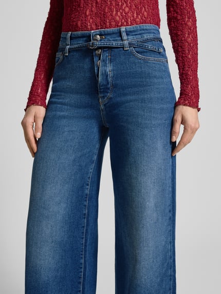 Marc Cain Wide fit jeans met tailleband Marineblauw gemêleerd - 3