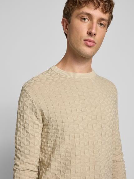 ONLY & SONS Regular Fit Strickpullover mit Strukturmuster Modell 'KALLE' Beige 3