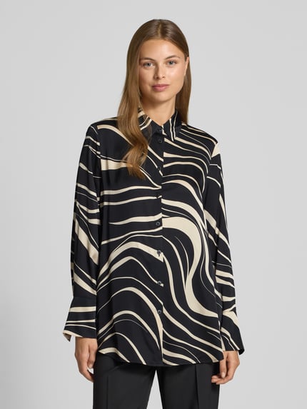 s.Oliver BLACK LABEL Regular fit blouse met lange mouwen van pure viscose Zwart - 4