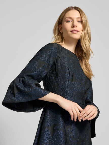 Adrianna Papell Cocktailkleid mit Floralem Allover-Stitching Dunkelblau 3