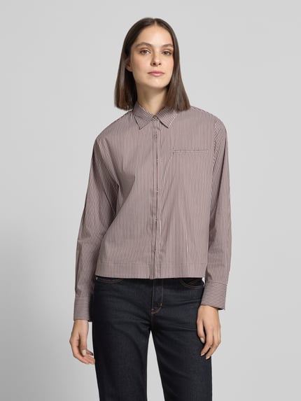 Emily Van den Bergh Regular Fit Bluse mit Brusttasche Mittelbraun 4