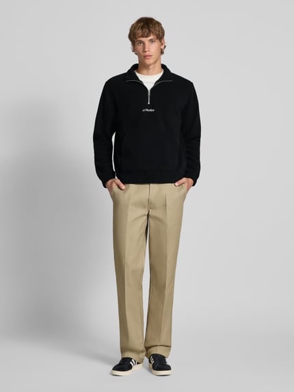 JACK & JONES Regular fit schipperstrui met kangoeroezak model 'SOHO HALFZIP FLEECE' Zwart - 1