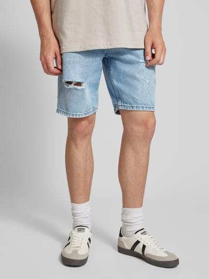 ONLY & SONS Korte regular fit jeans in destroyed-look, model 'EDGE' Lichtblauw - 4
