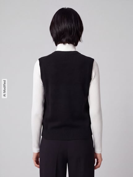 PIECES Regular Fit Weste mit V-Ausschnitt Modell 'SALLY' Black 5