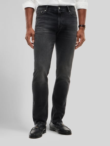 Tommy Hilfiger Slim fit straight jeans van katoenmix model 'DENTON' Antraciet - 4
