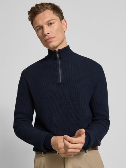 MCNEAL Slim Fit Troyer aus reiner Baumwolle Marine 3