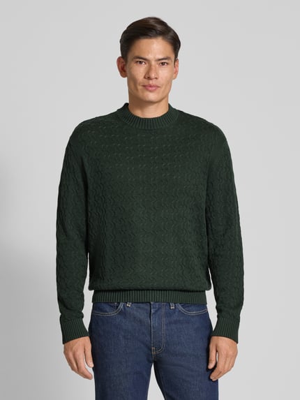 Selected Relaxed fit pullover van puur katoen, model 'PHILIP' Donkergroen - 4