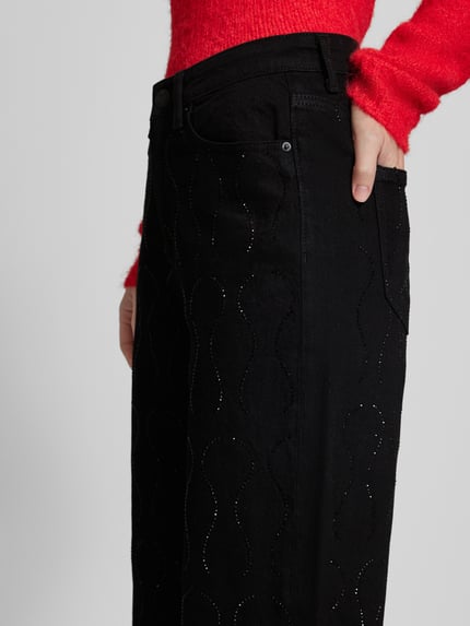 VERO MODA High Rise Jeans mit Strassstein-Besatz Modell 'TESSA' Black 3