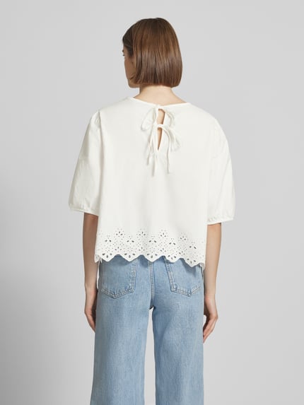 PIECES Relaxed Fit Bluse aus reiner Baumwolle Modell 'SALMINA' Offwhite 5