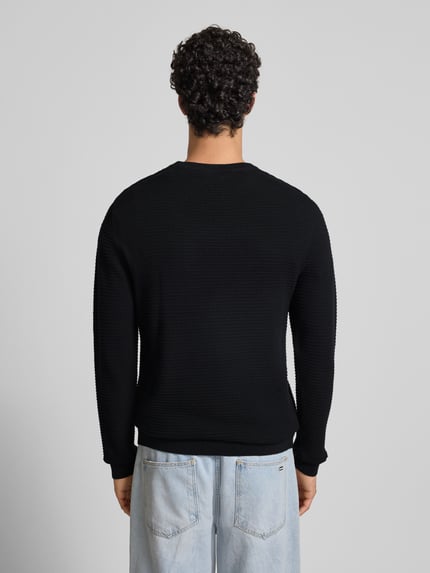 JACK & JONES Strickpullover mit Rundhalsausschnitt Modell 'OTTO' Black 5