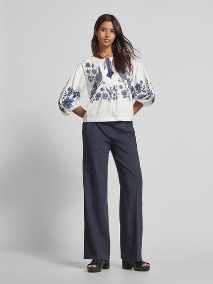 LOLLYS LAUNDRY Regular Fit Bluse mit Puffärmeln Modell 'Askar' Offwhite 1